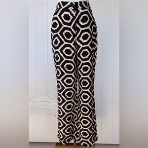 Sincerely Jules Women’s Wide Leg Pants Geometric Abstract Print Black/Tan Medium